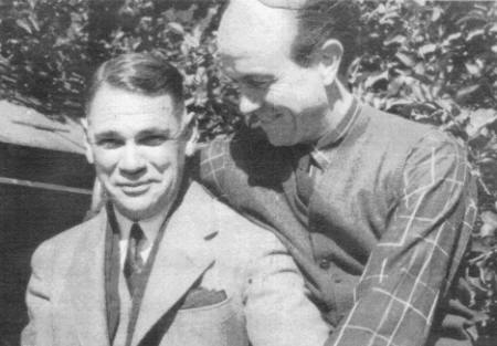 Robert Strong Woodward and Harold Grieve on the sunny balcony of the Buckland Southwick Studio 