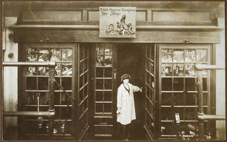 File:Edith Hayes Thompson standing in the doorway of Her Shop, ca. 1912-1926. (9628001921).jpg