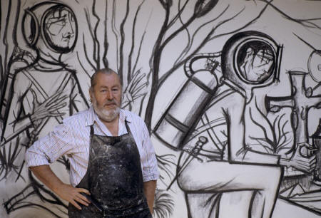 023- Bernard Buffet dans son atelier du Domaine de la Baume à Tourtour pour l'exposition 20 000 lieux sous les mers 1989- ©photo Danielle Buffet.tif