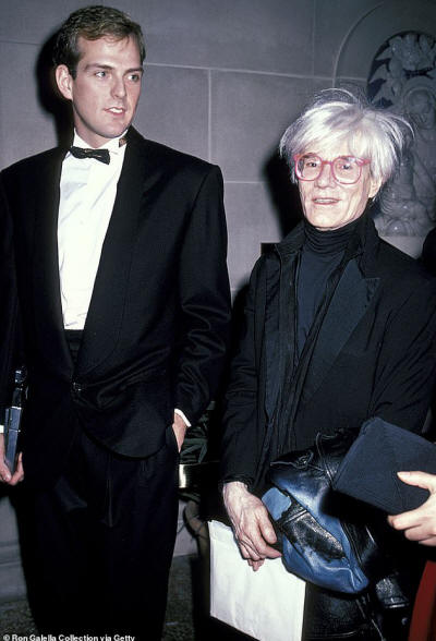 That year he met Jed Johnson (pictured together), who would later become a famed interior designer, and the two stayed together for 12 years. At the time Johnson was a 19-year-old college kid from California who worked at The Factory fixing things up. He moved in with Warhol and they 'functioned as husband and husband' and appeared to have a full sexual relationship