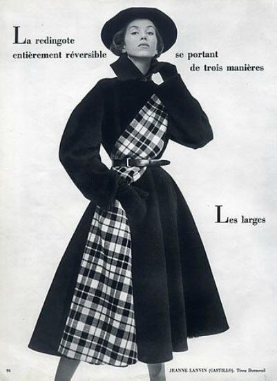 Model in winter coat designed by Castillo for Jeanne Lanvin 1951. Photo by Philippe Pottier